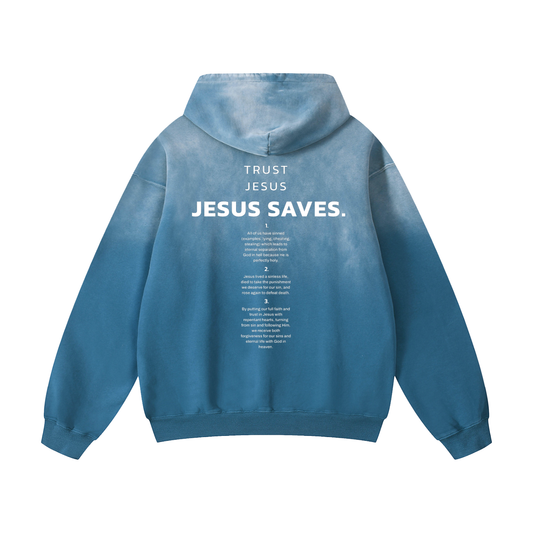 "Forgiven by the Blood" Premium Sunfade Oversized Hoodie