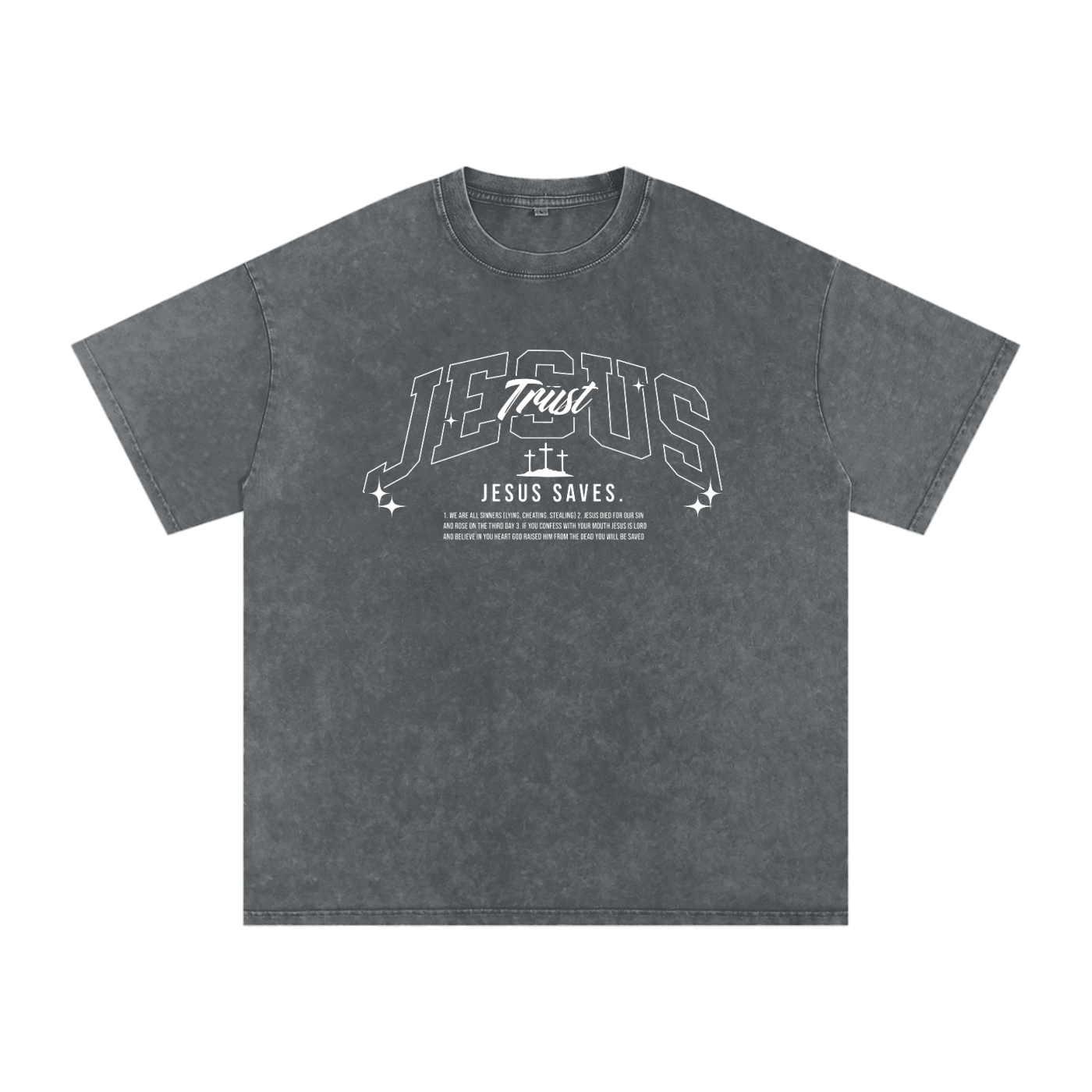 "Trust Jesus" Premium Acid Washed Oversized Tee