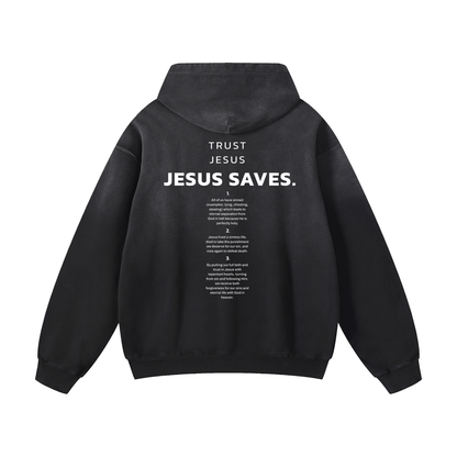 "Forgiven by the Blood" Premium Sunfade Oversized Hoodie