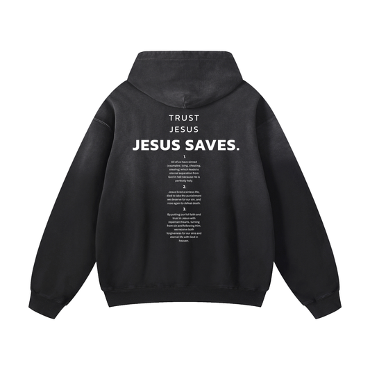 "Forgiven by the Blood" Premium Sunfade Oversized Hoodie