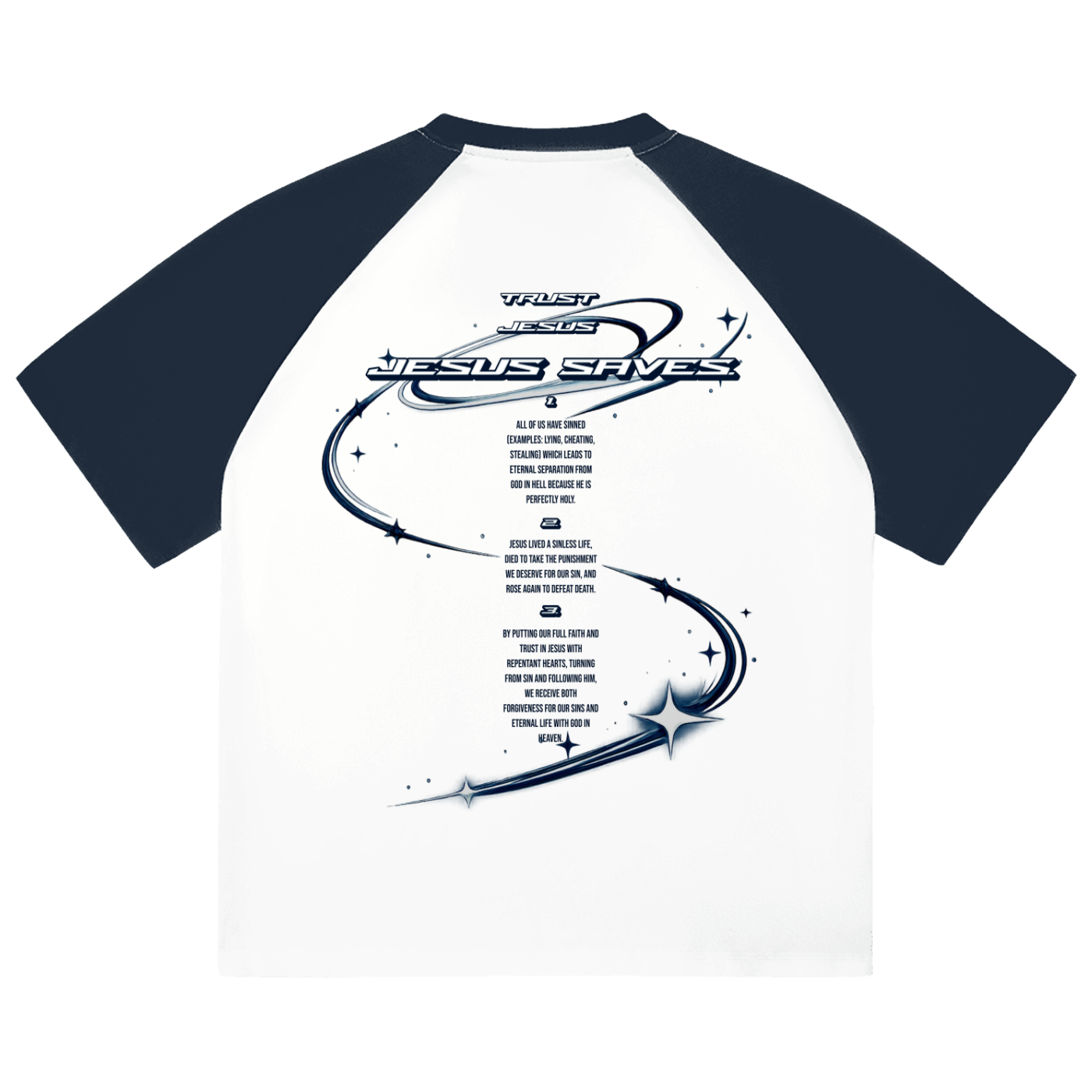 "Jesus Saves" Y2K Color-Blocked Raglan Sleeve T-Shirt