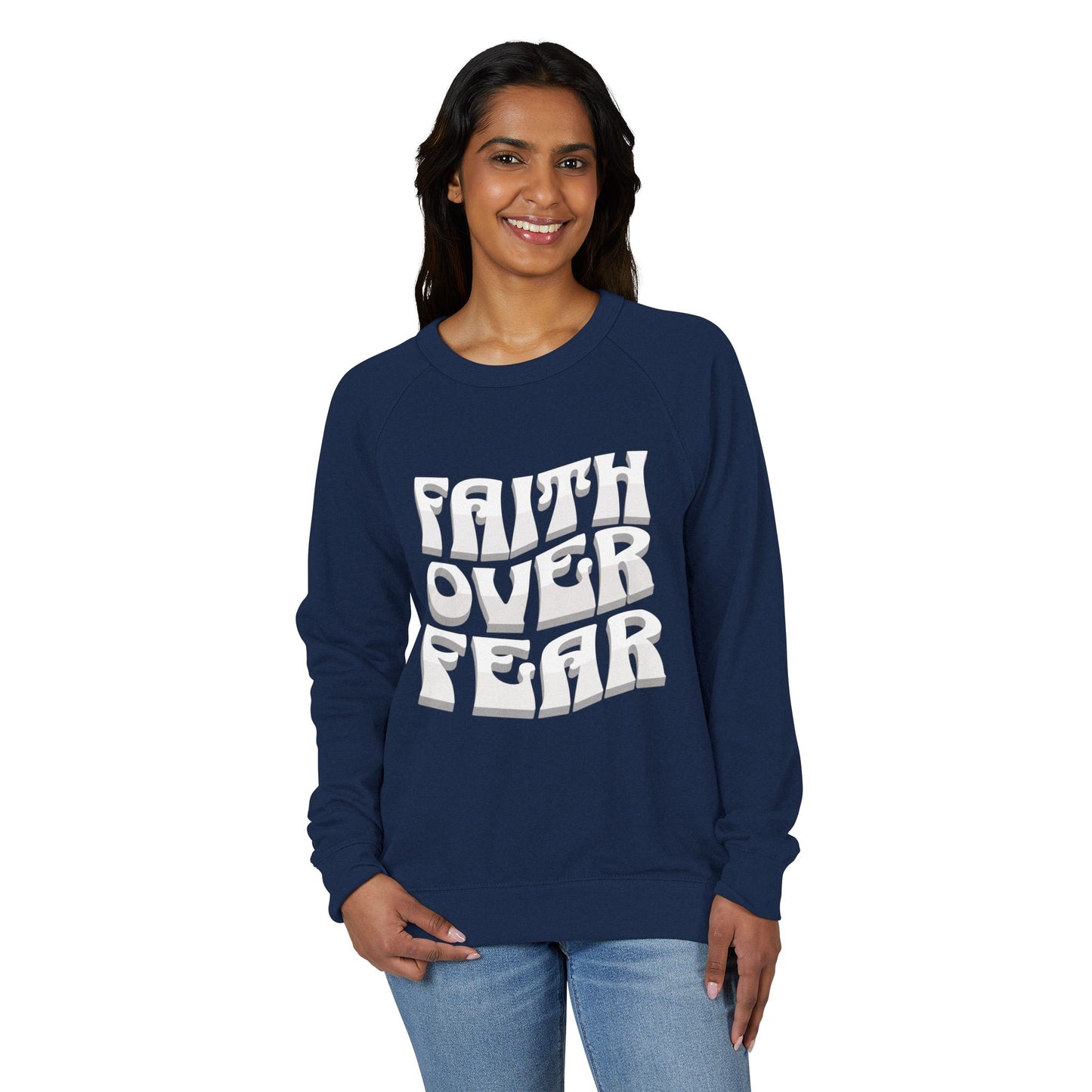 "FAITH OVER FEAR" Raglan Crewneck