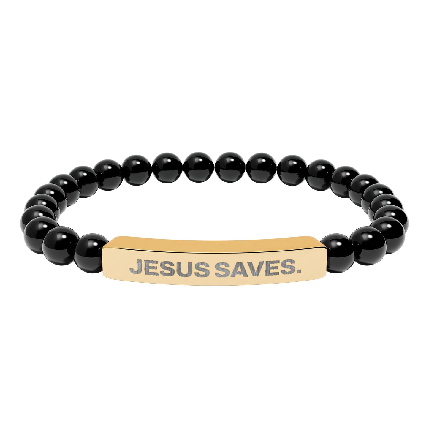 Natural Stone Stretch Bar Bracelet (Engraving)