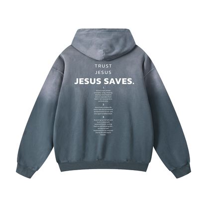 "Forgiven by the Blood" Premium Sunfade Oversized Hoodie