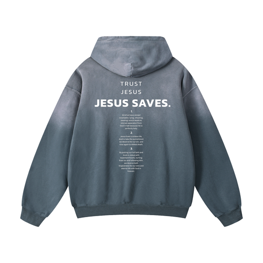 "Forgiven by the Blood" Premium Sunfade Oversized Hoodie