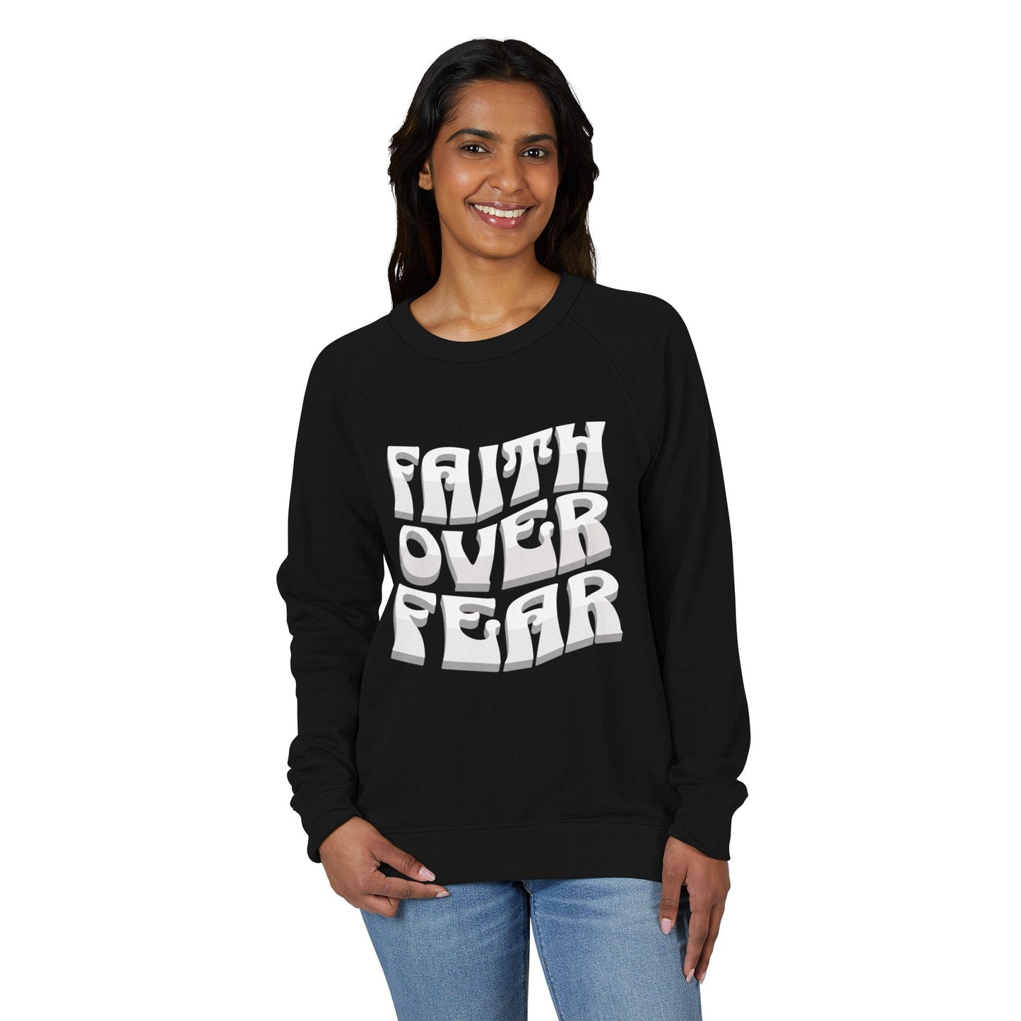 "FAITH OVER FEAR" Raglan Crewneck