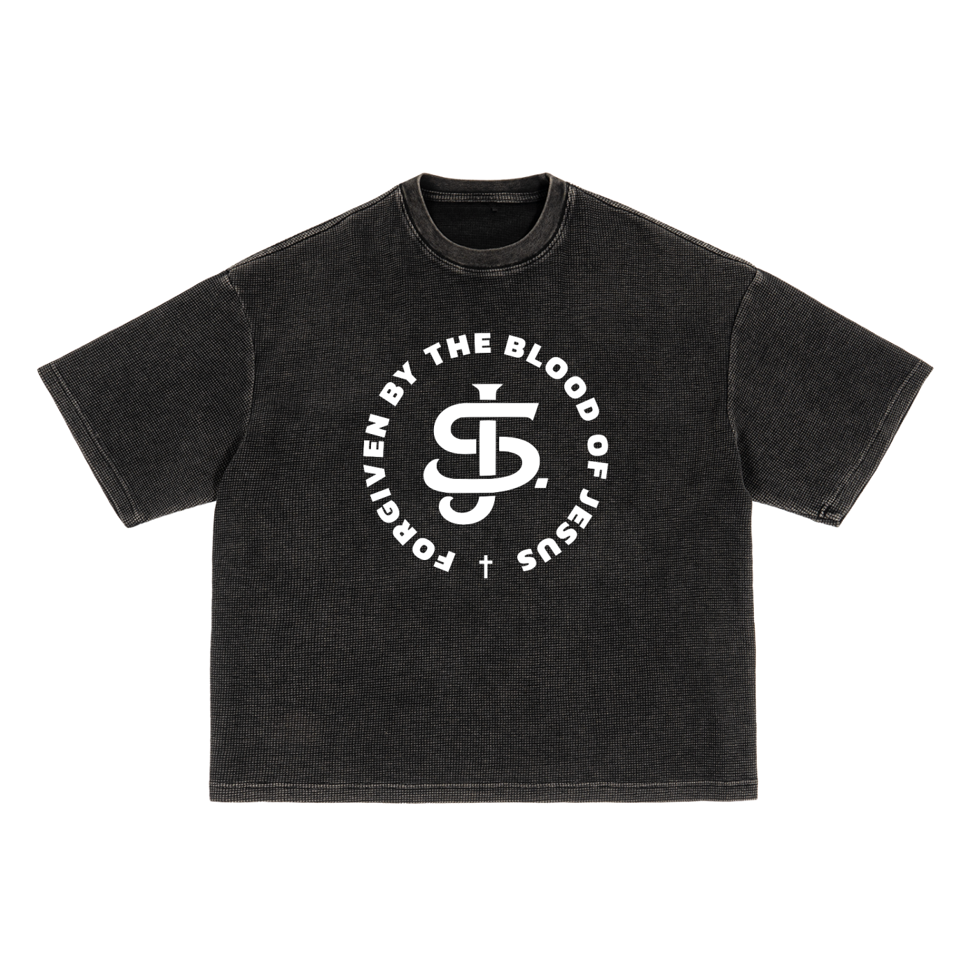 "Forgiven by the Blood" Premium Boxy Waffle T-Shirt