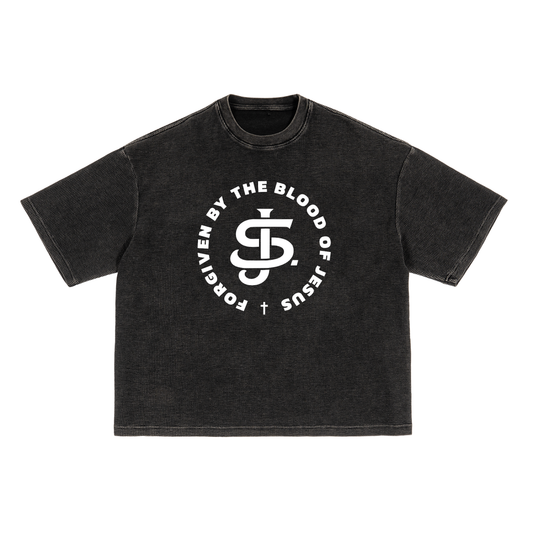 "Forgiven by the Blood" Premium Boxy Waffle T-Shirt
