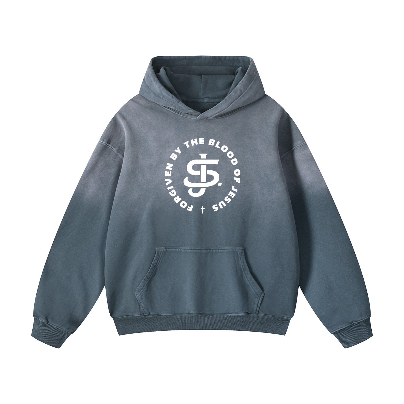 "Forgiven by the Blood" Premium Sunfade Oversized Hoodie