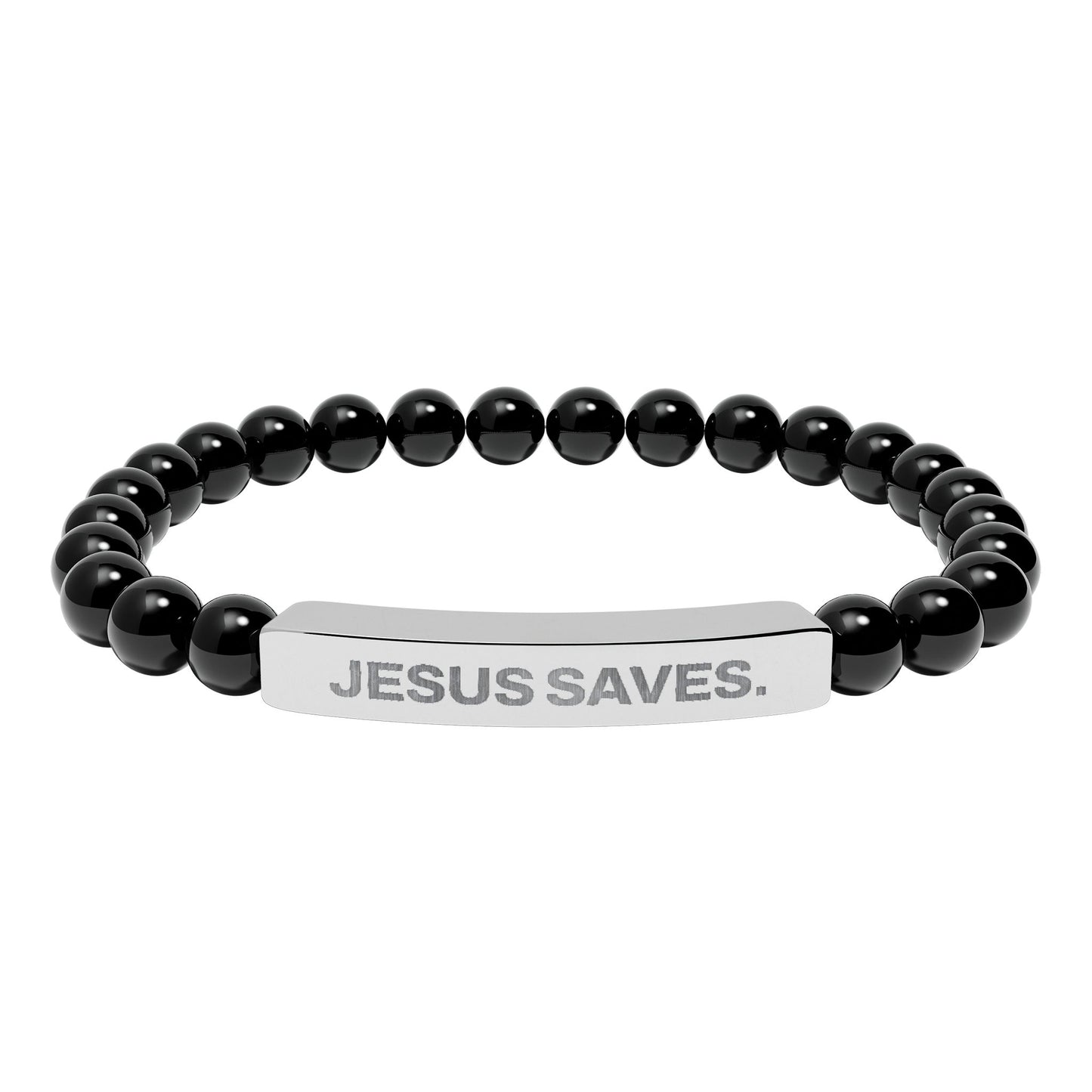 Natural Stone Stretch Bar Bracelet (Engraving)