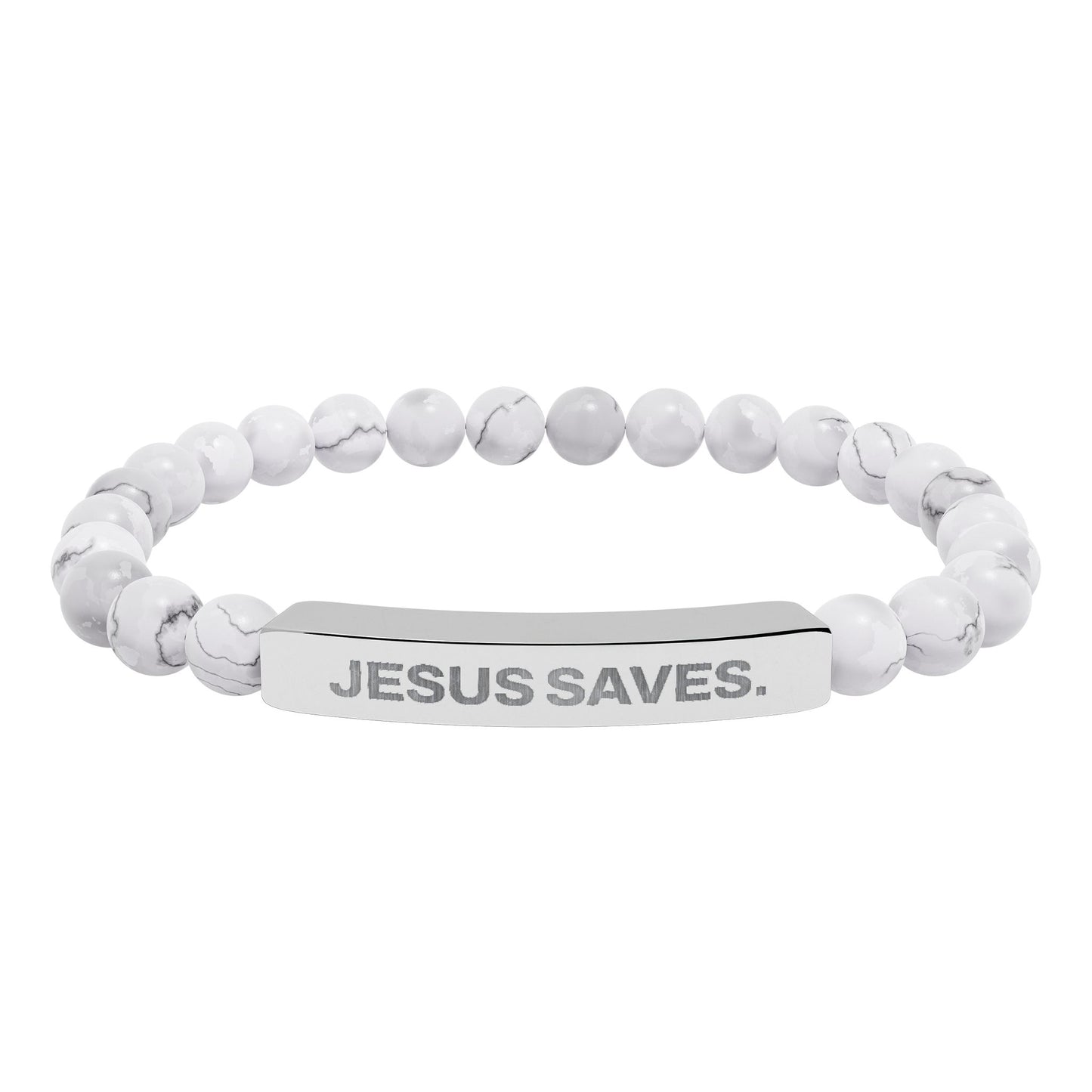 Natural Stone Stretch Bar Bracelet (Engraving)