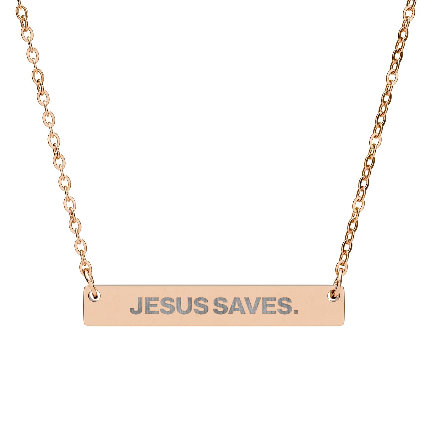"Jesus Saves" Horizontal Bar Necklace