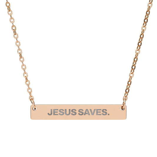 "Jesus Saves" Horizontal Bar Necklace