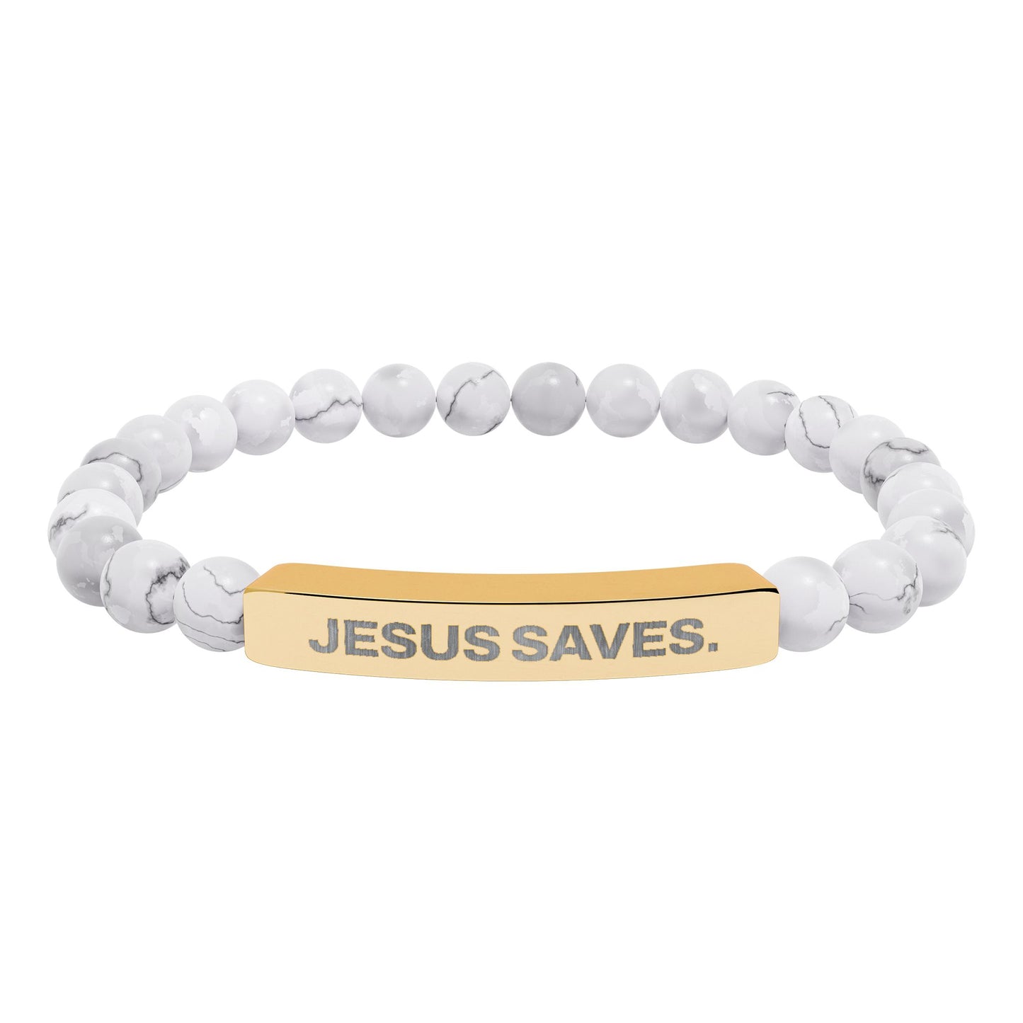 Natural Stone Stretch Bar Bracelet (Engraving)