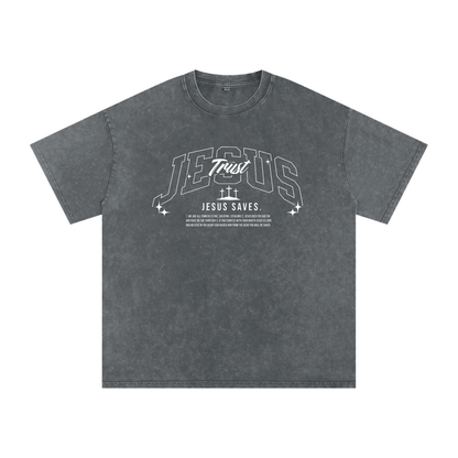 "Trust Jesus" Premium Acid Washed Oversized Tee