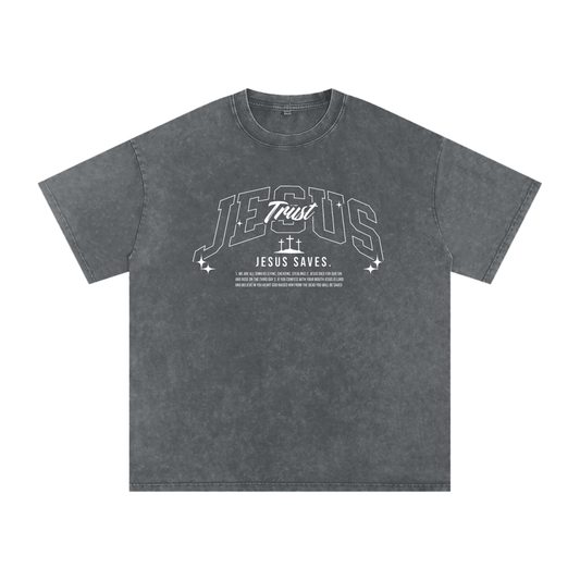 "Trust Jesus" Premium Acid Washed Oversized Tee