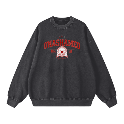 "Unashamed" Romans 1:16 Premium Acid-Washed Crewneck Sweatshirt