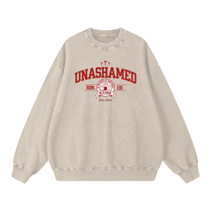 "Unashamed" Romans 1:16 Premium Acid-Washed Crewneck Sweatshirt