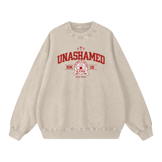 "Unashamed" Romans 1:16 Premium Acid-Washed Crewneck Sweatshirt