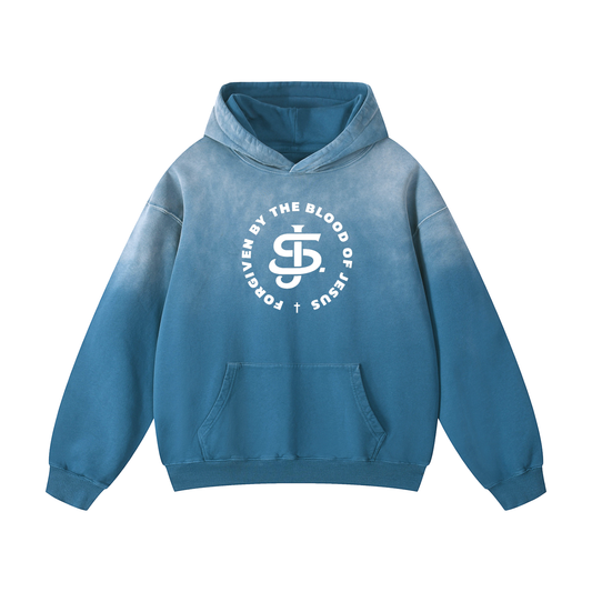 "Forgiven by the Blood" Premium Sunfade Oversized Hoodie