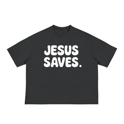 "JESUS SAVES" Boxy Bubble Tee