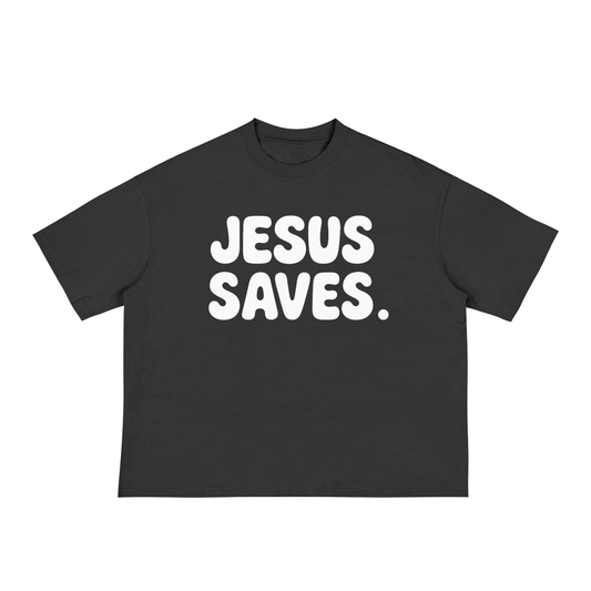 "JESUS SAVES" Boxy Bubble Tee