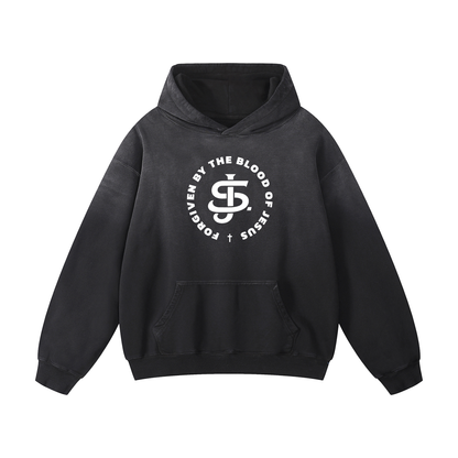 "Forgiven by the Blood" Premium Sunfade Oversized Hoodie