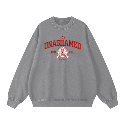"Unashamed" Romans 1:16 Premium Acid-Washed Crewneck Sweatshirt