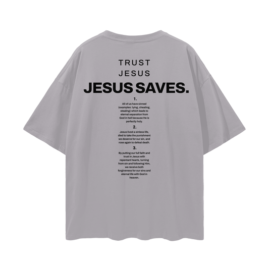 Minimalist "Jesus Saves" Oversized Tee